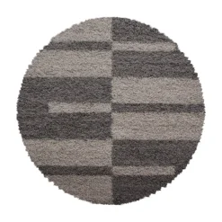 Gala Rund Shaggy tæppe Ternet - Brun