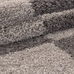 Gala Rund Shaggy tæppe Ternet - Brun