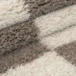 Gala Rund Shaggy tæppe Ternet - Beige