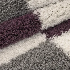 Gala Rund Shaggy tæppe Ternet - Lilla