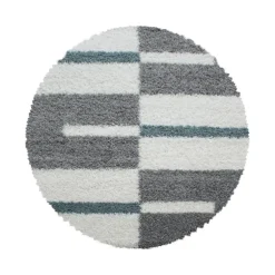 Gala Rund Shaggy tæppe Ternet - Turkis