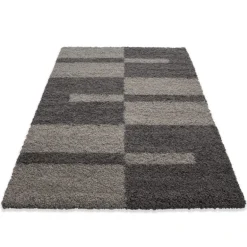 Gala Shaggy tæppe Ternet - Brun