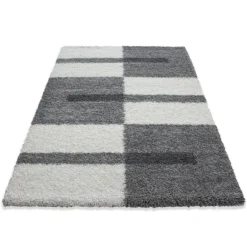 Gala Shaggy tæppe Ternet - Lysegrå