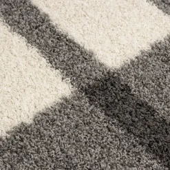 Gala Shaggy Tæppeløber Ternet - Lysegrå