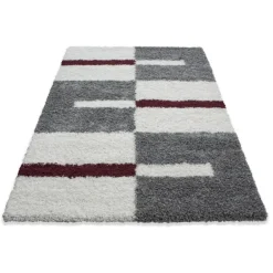 Gala Shaggy Tæppeløber Ternet - Rød