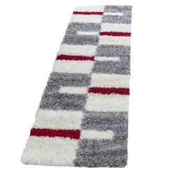 Gala Shaggy Tæppeløber Ternet - Rød