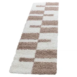 Gala Shaggy Tæppeløber Ternet - Beige