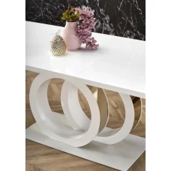 GALARDO Spisebord med udtræk, Hvid / guld