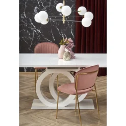 GALARDO Spisebord med udtræk, Hvid / guld