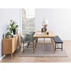 Galway spisebord 200x100 - Natur egefinér og eg