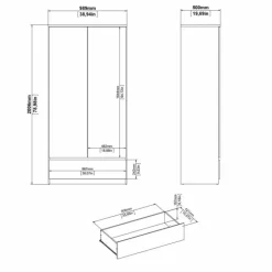 Garda klædeskab 99 cm 2 låger - Hvid