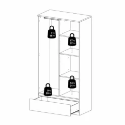 Garda klædeskab 99 cm 2 låger - Hvid