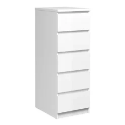 Garda kommode 5 skuffer - Hvid højglans