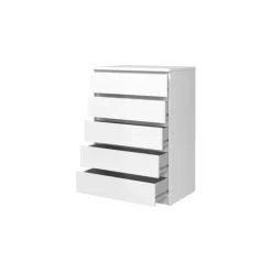 Garda kommode bred m/ 5 skuffer - Hvid Højglans