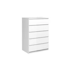 Garda kommode bred m/ 5 skuffer - Hvid Højglans