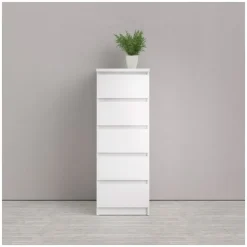 Garda kommode m. 5 skuffer - Hvid