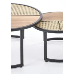 GARMINA sæt af to sofaborde, guldegetræ / Sort