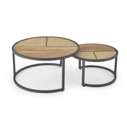 GARMINA sæt af to sofaborde, guldegetræ / Sort