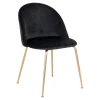 Geneve Spisebordsstol - Stol i sort velour med ben i messing look