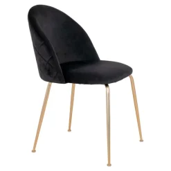 Geneve Spisebordsstol - Stol i sort velour med ben i messing look