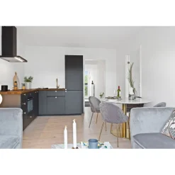 Geneve Spisebordsstol Grå med ben i messing look