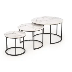 GILDA sæt med tre sofaborde, Hvid marmor / Sort