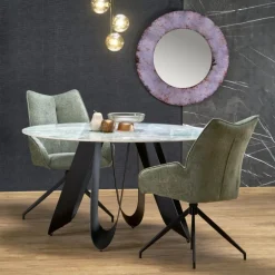 GIOVANI Rundt Bord, Grøn Marmor / Sort