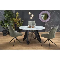 GIOVANI Rundt Bord, Grøn Marmor / Sort