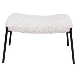 Glasgow Fodskammel - Fodskammel i hvid kunstig lammeskind med sorte ben