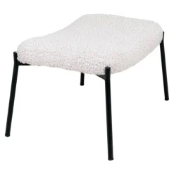 Glasgow Fodskammel - Fodskammel i hvid kunstig lammeskind med sorte ben