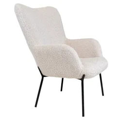 Glasgow Stol - Stol i hvid kunstig lammeskind med sorte ben