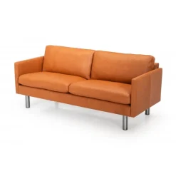 Glostrup 3 pers lædersofa Cognac