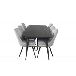 Gold t Spisebordssæt - Sort, Messing og Lysegrå