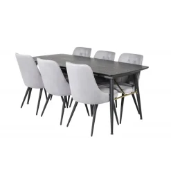 Gold t Spisebordssæt - Sort, Messing og Lysegrå