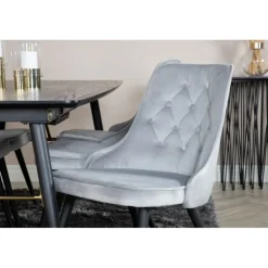 Gold t Spisebordssæt - Sort, Messing og Lysegrå