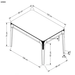 GOMEZ bord, Røgfarvet
