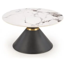 GORETTI sofabord Ø80cm Hvid marmor / Sort