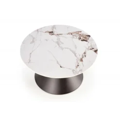 GORETTI sofabord Ø80cm Hvid marmor / Sort