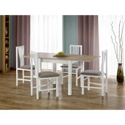 GRACJAN Spisebord med udtræk - Sonoma eg og Hvid 80-160cm