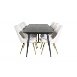 Guld Spisebordssæt - Beige, Sort og Natur
