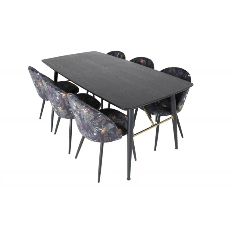 Guld Spisebordssæt - Sort og Messing