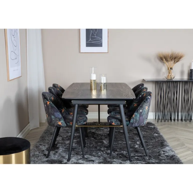 Guld Spisebordssæt - Sort og Messing