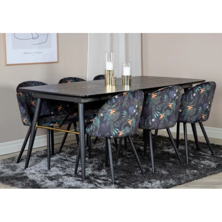 Guld Spisebordssæt - Sort og Messing