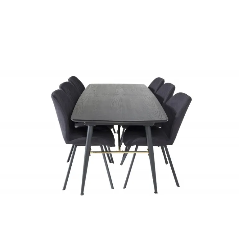 Guld Spisebordssæt - Sort og Messing