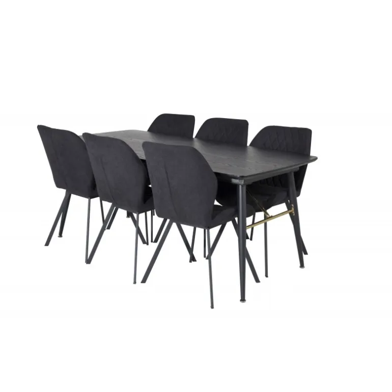 Guld Spisebordssæt - Sort og Messing