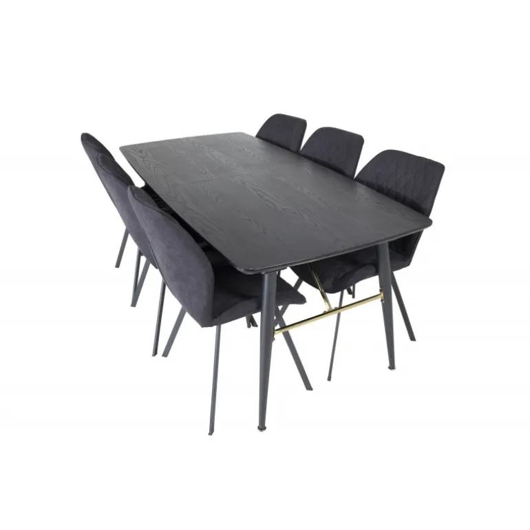 Guld Spisebordssæt - Sort og Messing