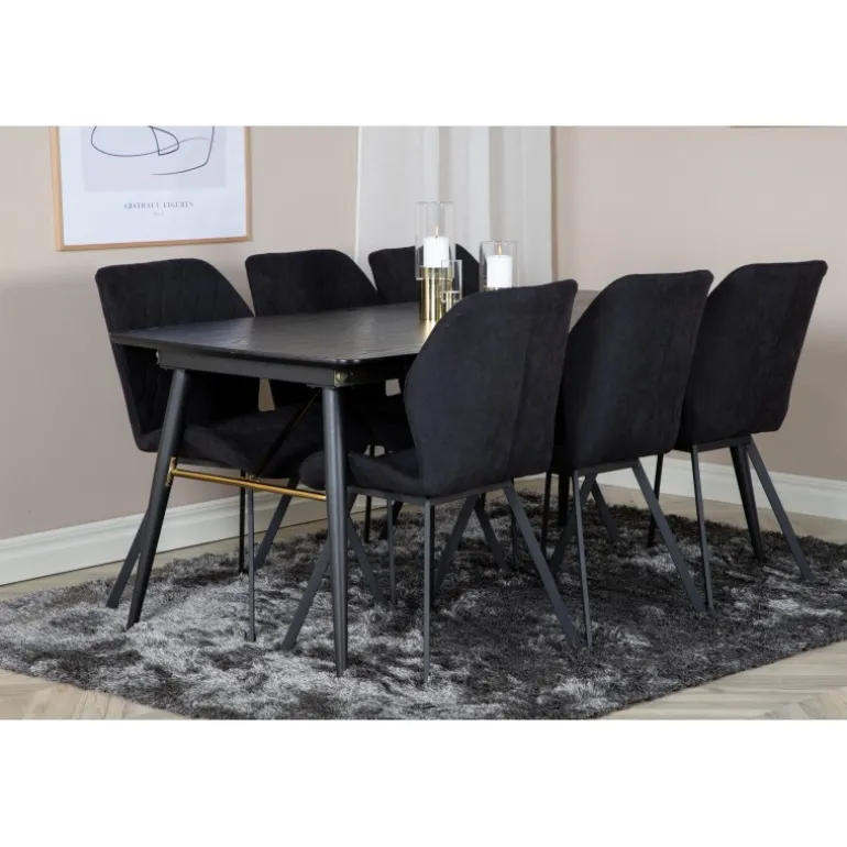 Guld Spisebordssæt - Sort og Messing