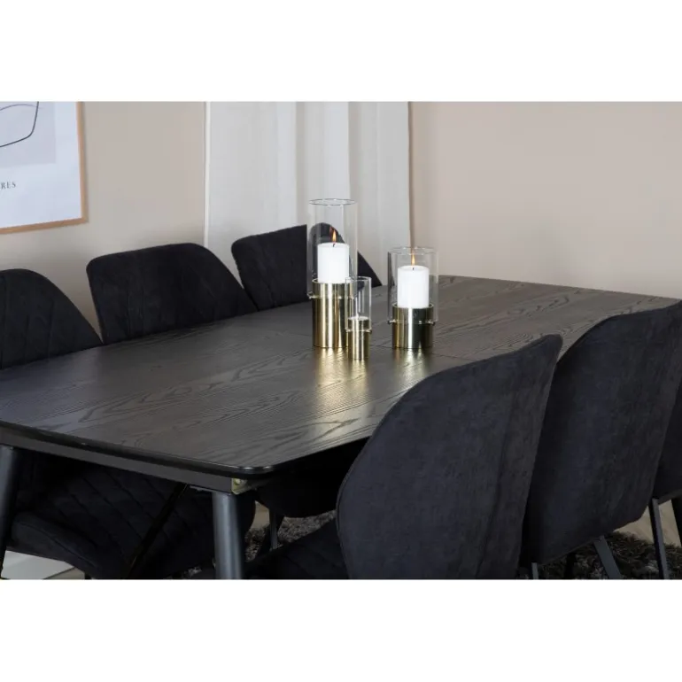 Guld Spisebordssæt - Sort og Messing