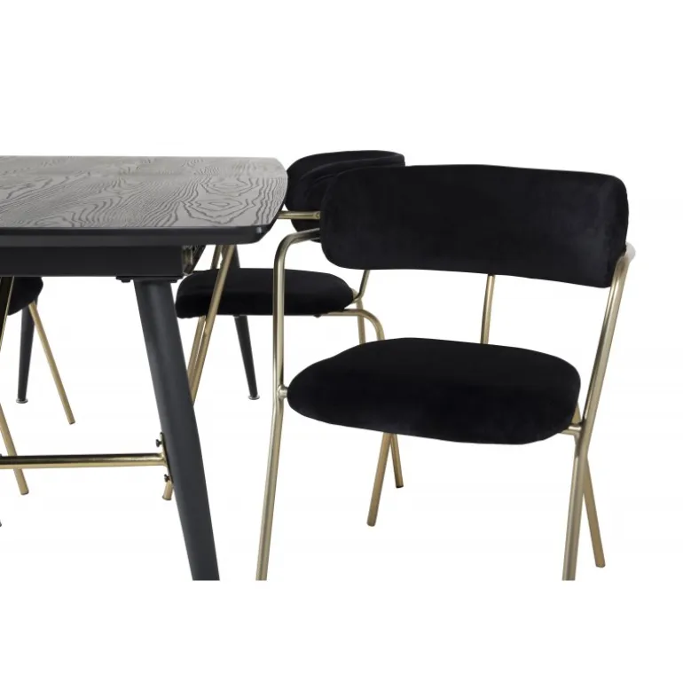 Guld Spisebordssæt - Sort og Messing