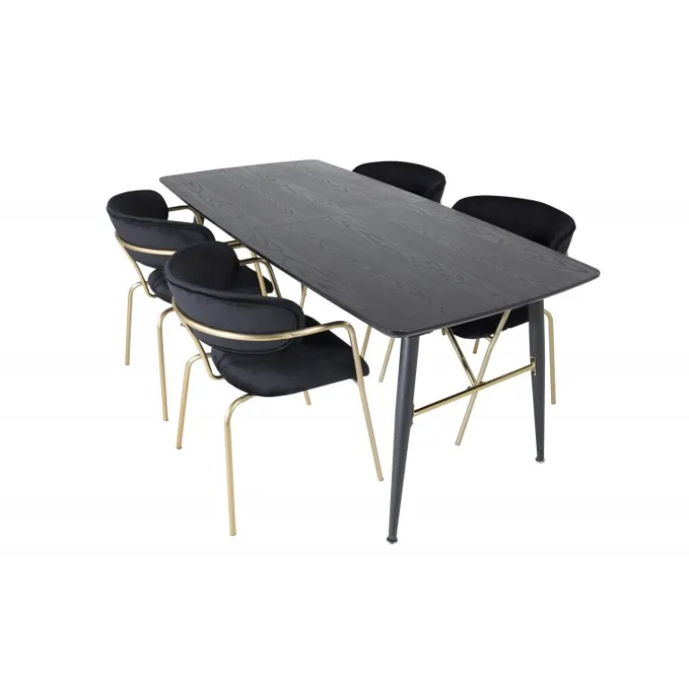 Guld Spisebordssæt - Sort og Messing